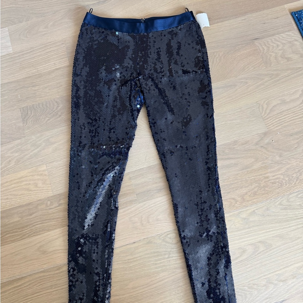 Alexander McQueen Navy Blue Sequined Trousers